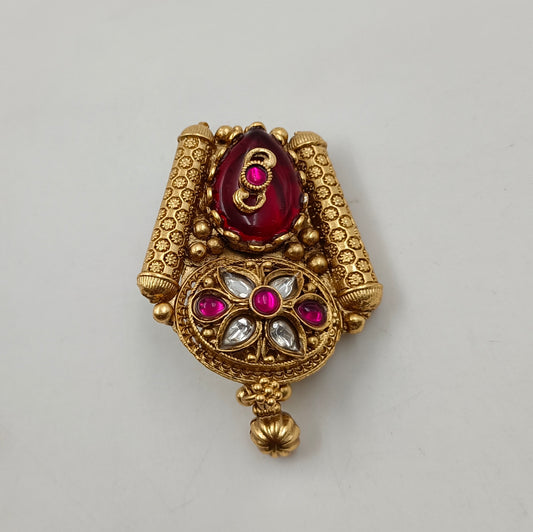 Traditional Antique Gold-Plated Saree Pin