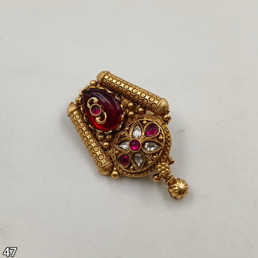 Traditional Antique Gold-Plated Saree Pin