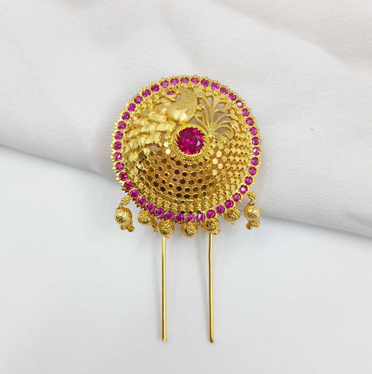 Peacock Designer Golden Finish Hair Pin