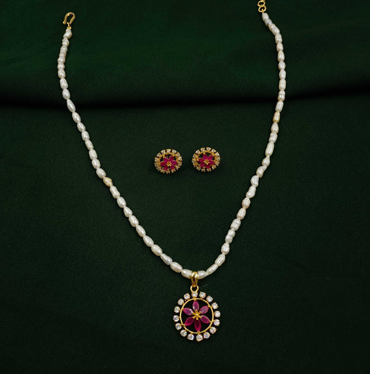 Delicate Floret Designer Fresh Water Pearls Set