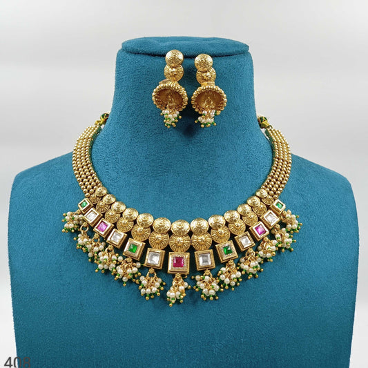Amazing Designer Rajwadi Necklace Set