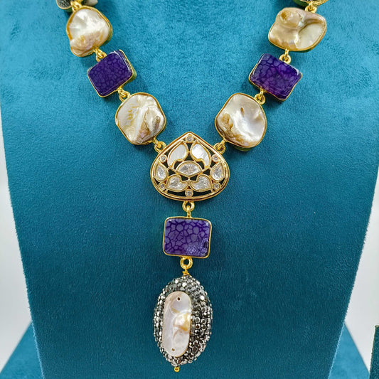 Blooming Designer Mother Of Pearls Necklace Set