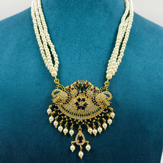 Alluring Peacock Designer Pearls Tanmani Set