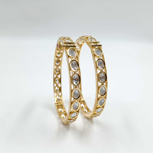 Oval Shaped Designer Kundan Bangles