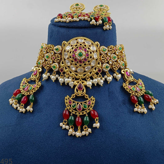 Classic Designer Rajwadi Necklace Set