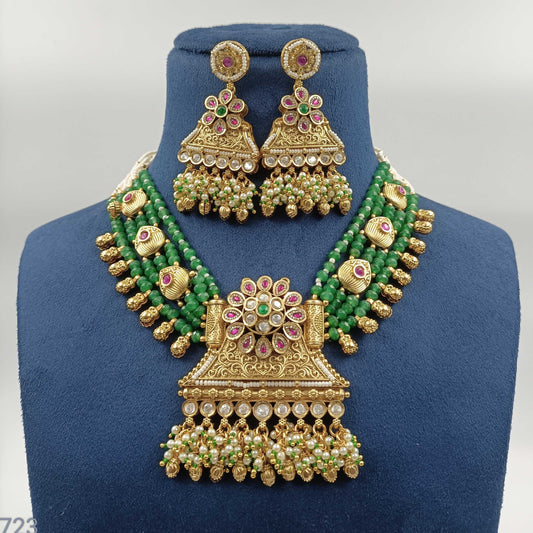 Gleaming Designer Rajwadi Necklace Set