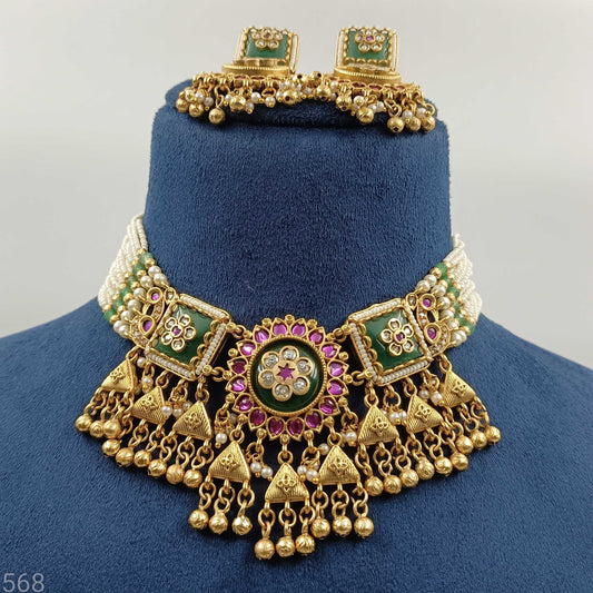 Stunning Designer Rajwadi Necklace Set