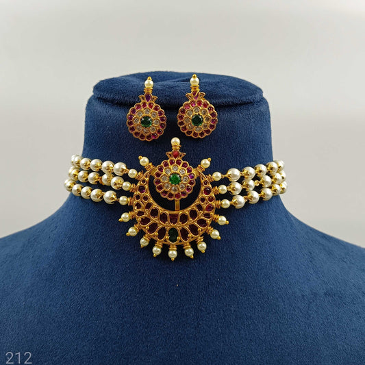 Half Moon Designer Pearls Choker Set