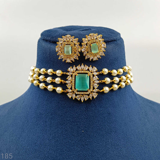 Square Designer Pearls Choker Set