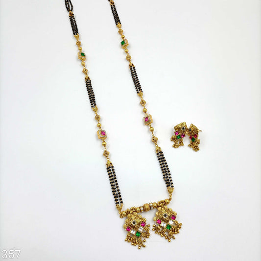 Artistic Square Designer Rajwadi Long Mangalsutra