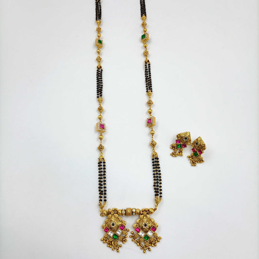Artistic Square Designer Rajwadi Long Mangalsutra