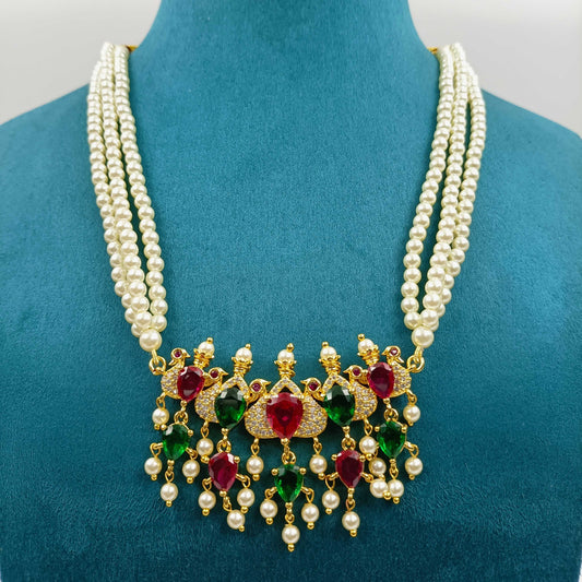 Brilliant Peacock Designer Pearls Tanmani Set