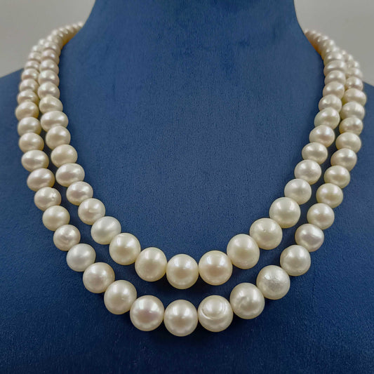 Massive Fresh Water Pearls 2 Line Designer Mala