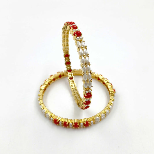 Attractive Pearls & Coral Designer Bangles