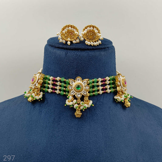 Dazzling Floret Designer Rajwadi Choker Set