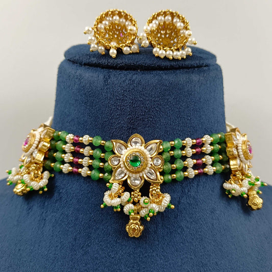 Dazzling Floret Designer Rajwadi Choker Set