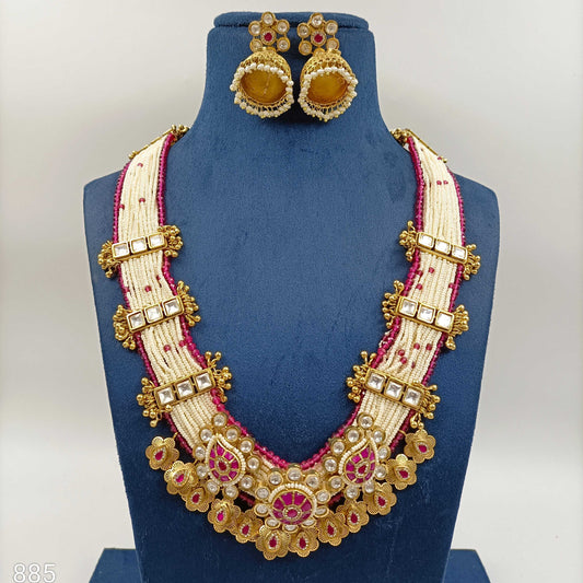 Blooming Trendy Designer Rajwadi Long Necklace Set