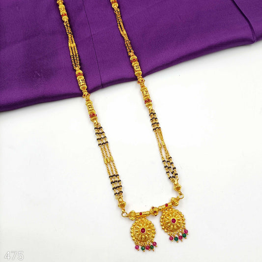 Splendid Damru Pattern Designer Long Mangalsutra