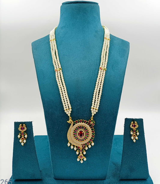 Classic Peacock Designer Pearls Ranihaar