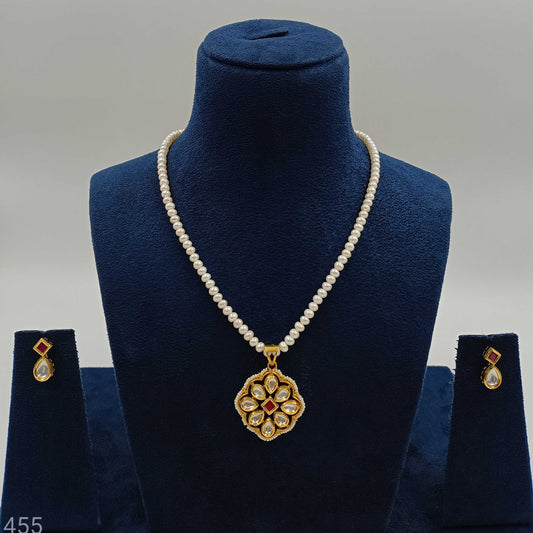 Elegant Square Designer Fresh Water Pearls Necklace Set