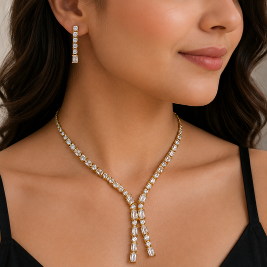 Gleaming Designer Trendy AD Necklace Set