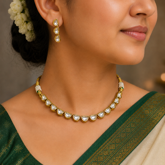Enthrall Designer Single Line Kundan Set