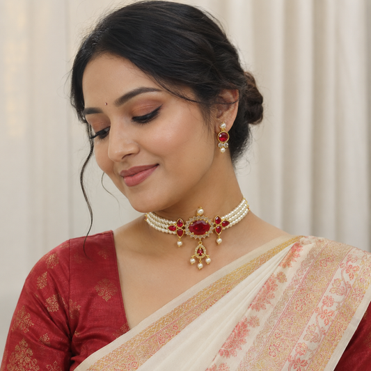 Glamorous Designer Pearl Choker Set
