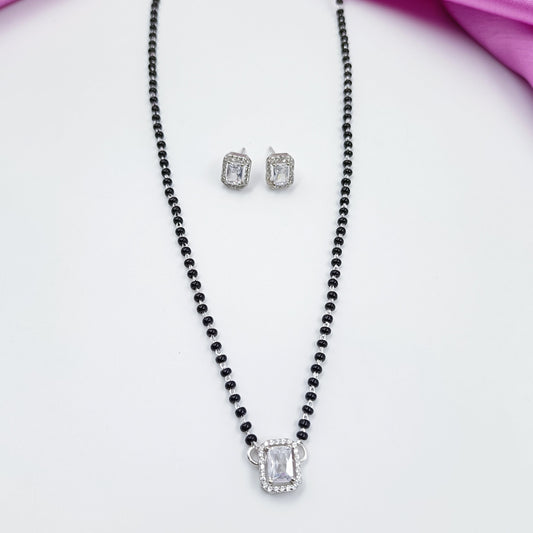 92.5 Silver Attractive Square Shaped Mangalsutra Shree Radhe Pearls