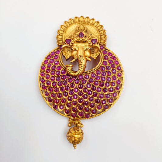 Attractive Lord Ganesha Temple Pendant Set Shree Radhe Pearls