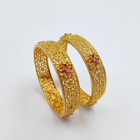 Flower Design 1 Gram Bangles Set Shree Radhe Pearls