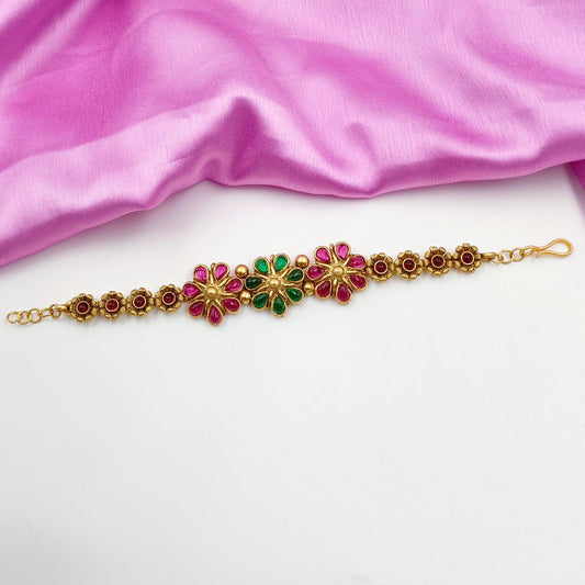 Kemp Stone Studded Floret Designer Bracelet Shree Radhe Pearls