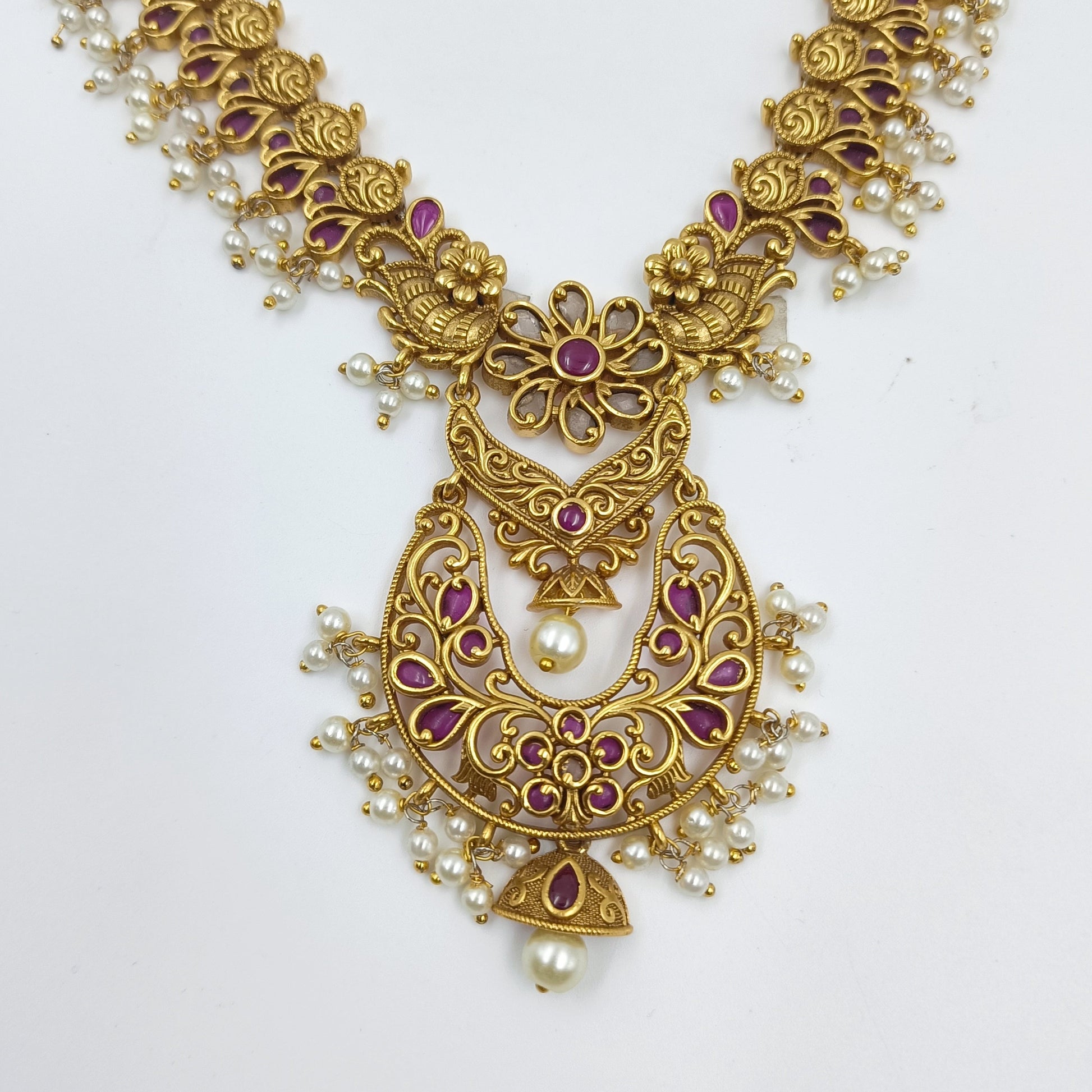 Luxurious Floral Designer Antique Finish Necklace Set Shree Radhe Pearls
