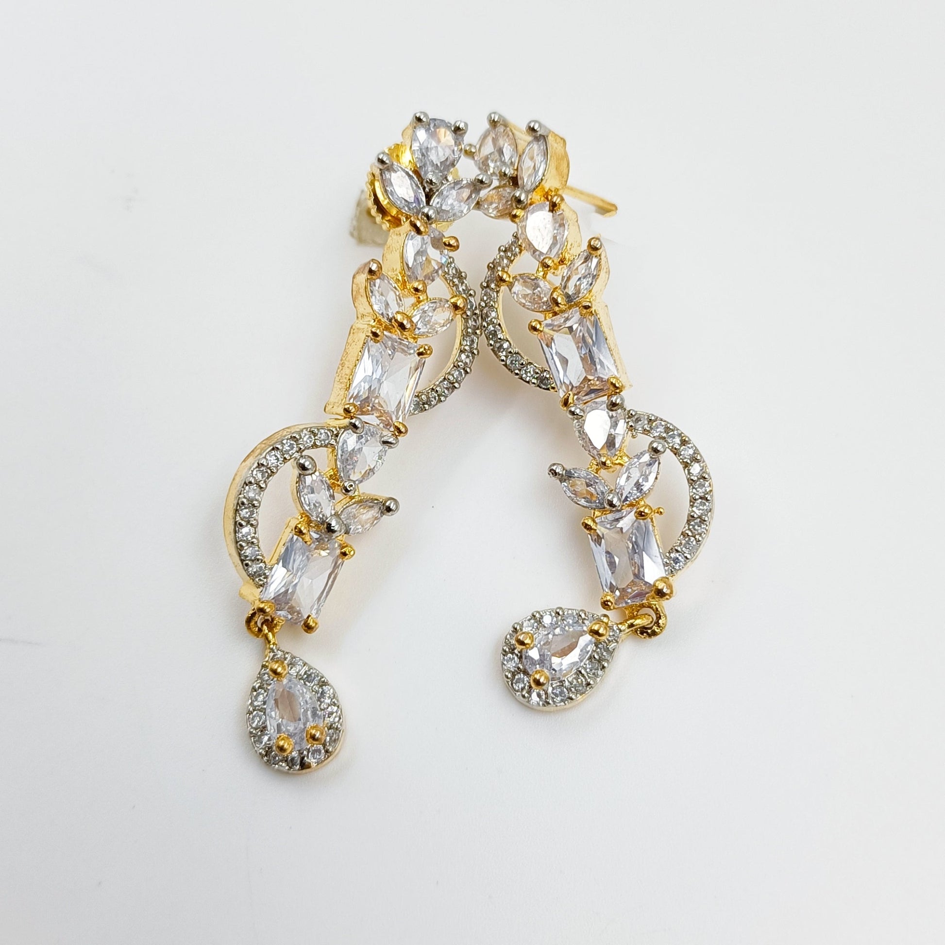 White CZ Stone Silver Finish Necklace Set Shree Radhe Pearls