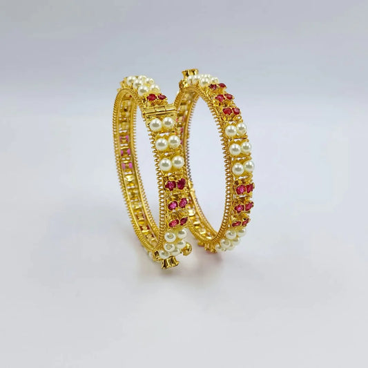 Sparkling Pink Pearl Bangles: A Timeless Addition to Your Jewelry Collection Shree Radhe Pearls