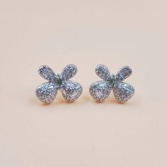 92.5 Silver Classy Ear Stud For Women And Girl - Shree Radhe Pearls - 