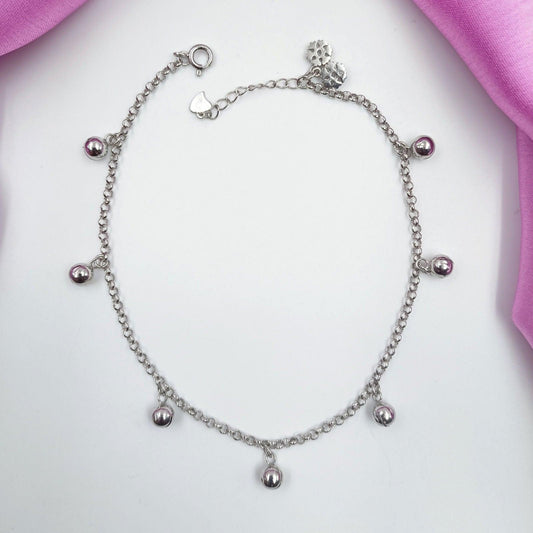 92.5 Silver Delicate Designer Anklet - Shree Radhe Pearls - 