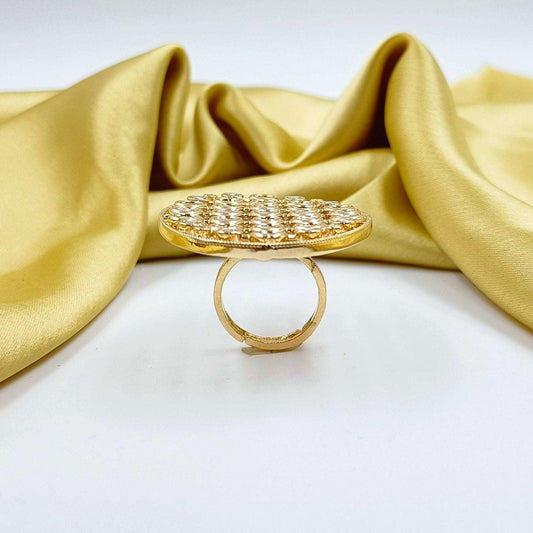 Alluring Oval Shaped Kundan Finger Ring - Shree Radhe Pearls