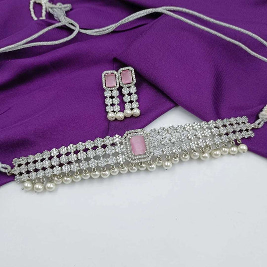 American Diamond Choker Set - Shree Radhe Pearls