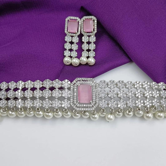 American Diamond Choker Set - Shree Radhe Pearls