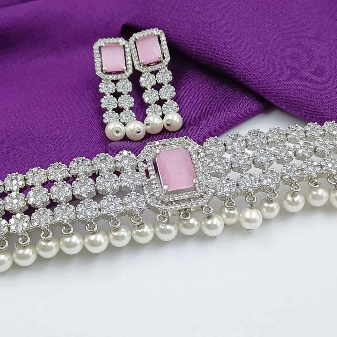 American Diamond Choker Set - Shree Radhe Pearls