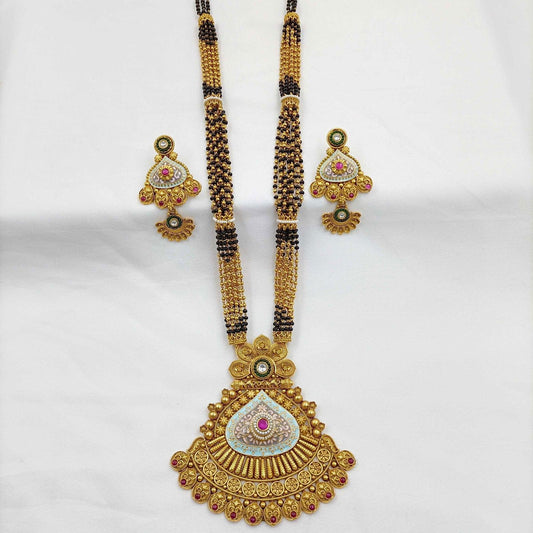 Attractive Broad Pendent Designer Long Mangalsutra - Shree Radhe Pearls