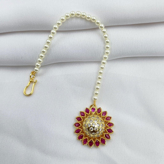 Attractive Pearls Studded Mang Tikka - Shree Radhe Pearls