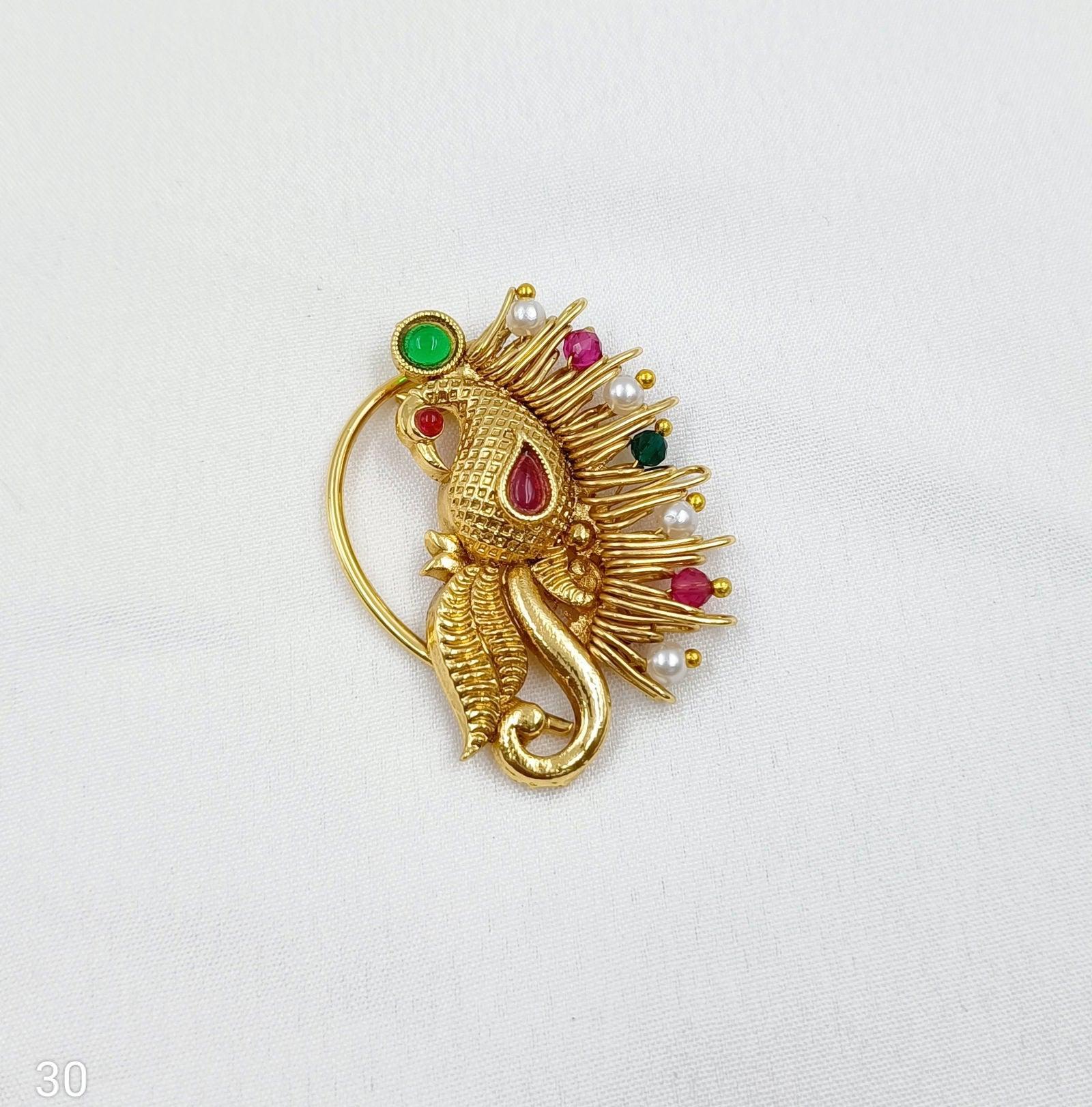 Awesome Peacock Designer Fancy Nath - Shree Radhe Pearls