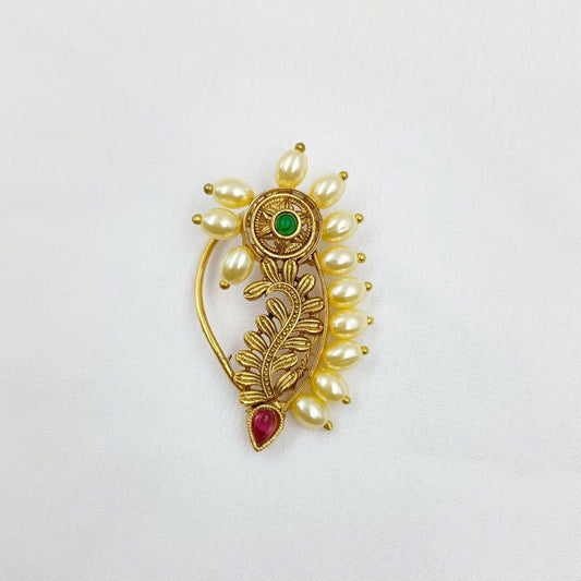 Beautiful Designer Golden Finish Pearl Nath - Shree Radhe Pearls