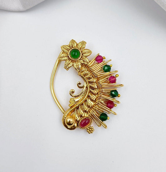 Beautiful  Floret Designer Pressing Nath - Shree Radhe Pearls