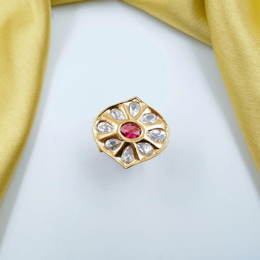 Bewitching Kundan Finger Ring - Shree Radhe Pearls