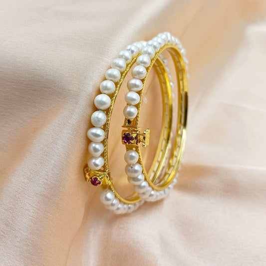 Blooming Designer fresh Water Pearls Bangles - Shree Radhe Pearls