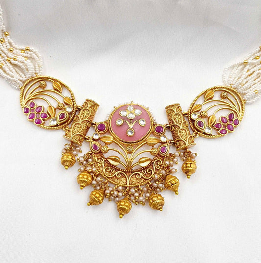 Brilliant Designer Pearl Choker Set - Shree Radhe Pearls