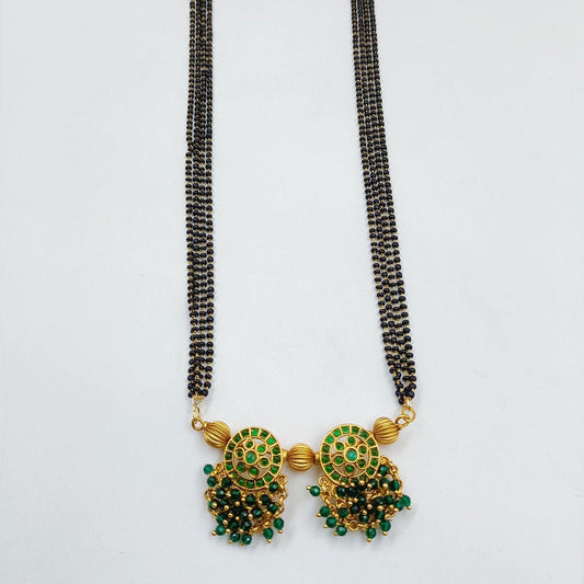 Charming Designer Green Stone Studded Mangalsutra - Shree Radhe Pearls