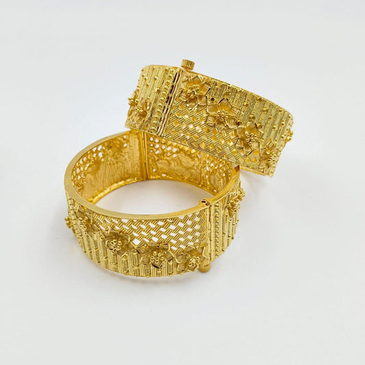 Charming Flower Designer Gold Plated Bangles - Shree Radhe Pearls